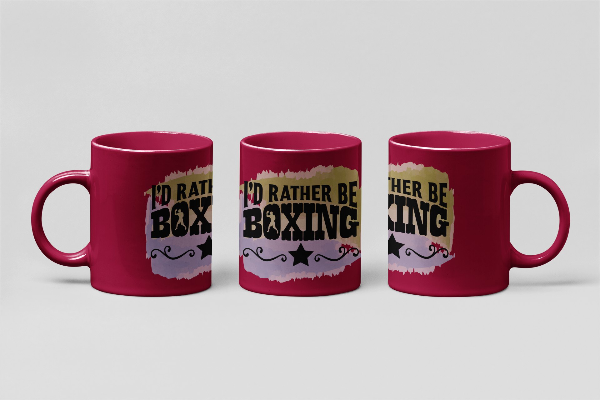 Id Rather Be Boxing boxing mug in burgundy