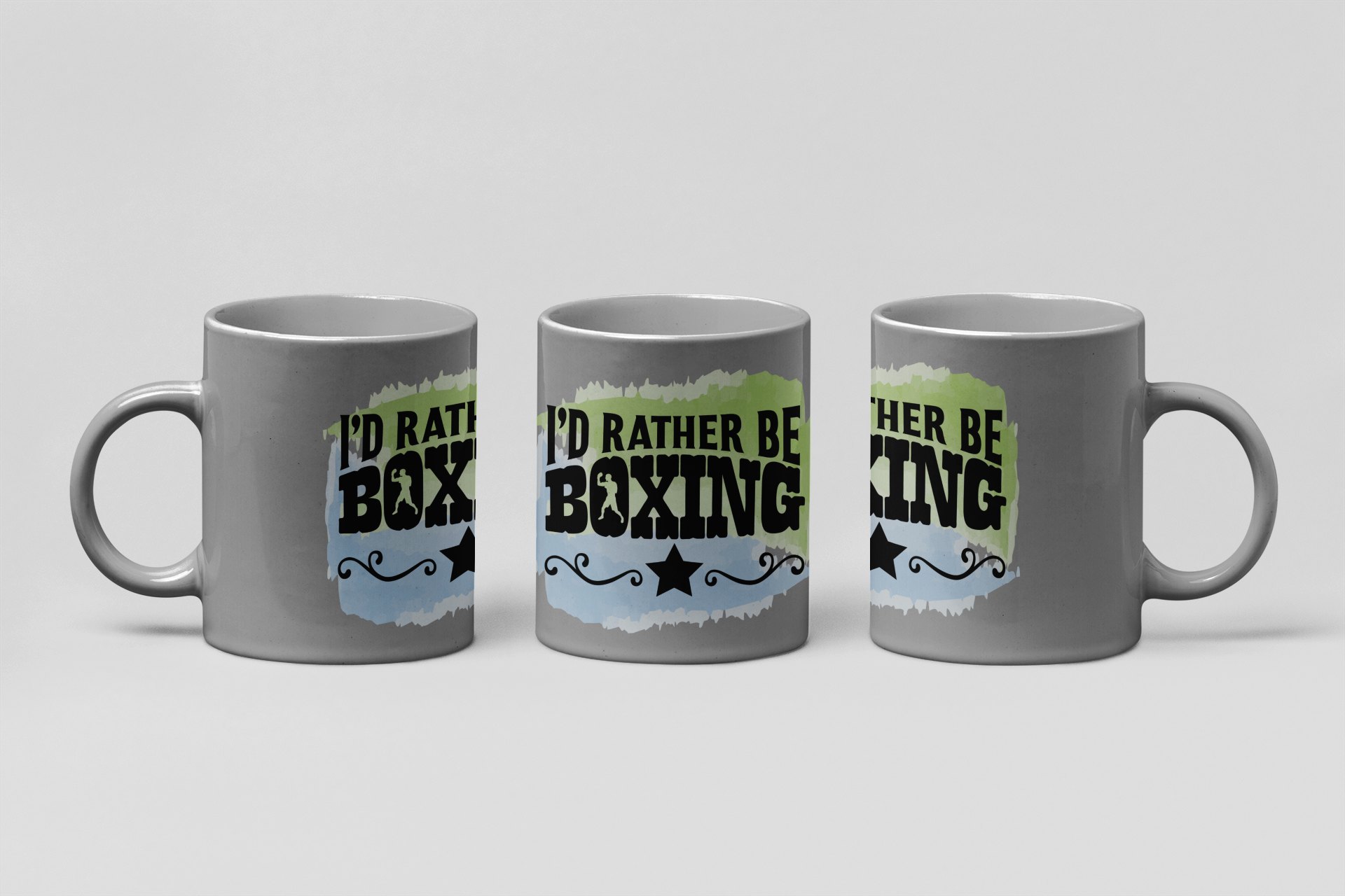 Id Rather Be Boxing boxing mug in grey