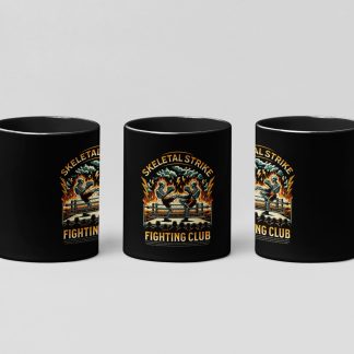 Skeletal Strike boxing mug in black