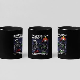 Skeleton Boxing Therapy boxing mug in black