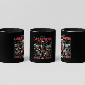 Strive For Greatness boxing mug in black