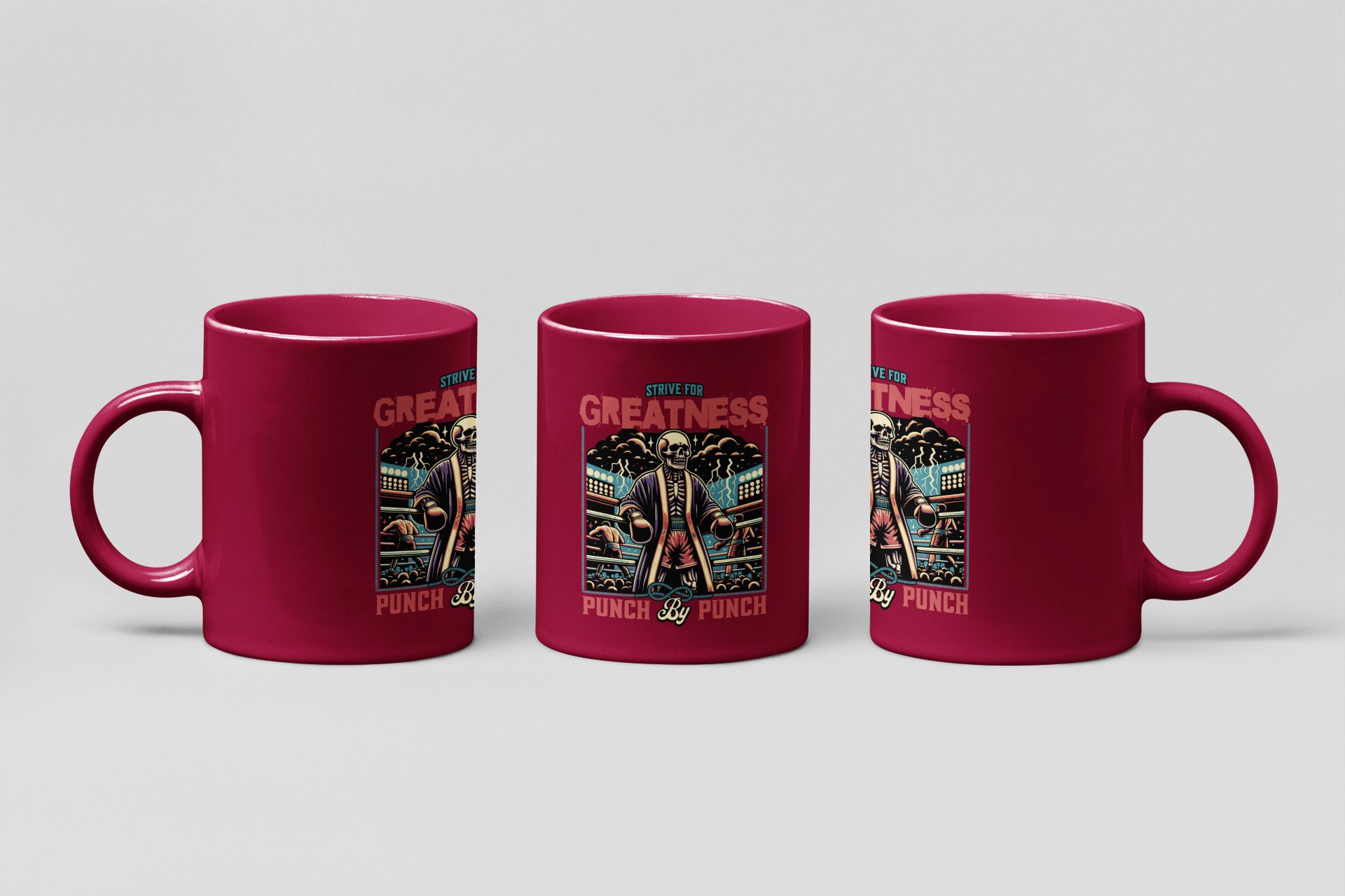 Strive For Greatness boxing mug in burgundy