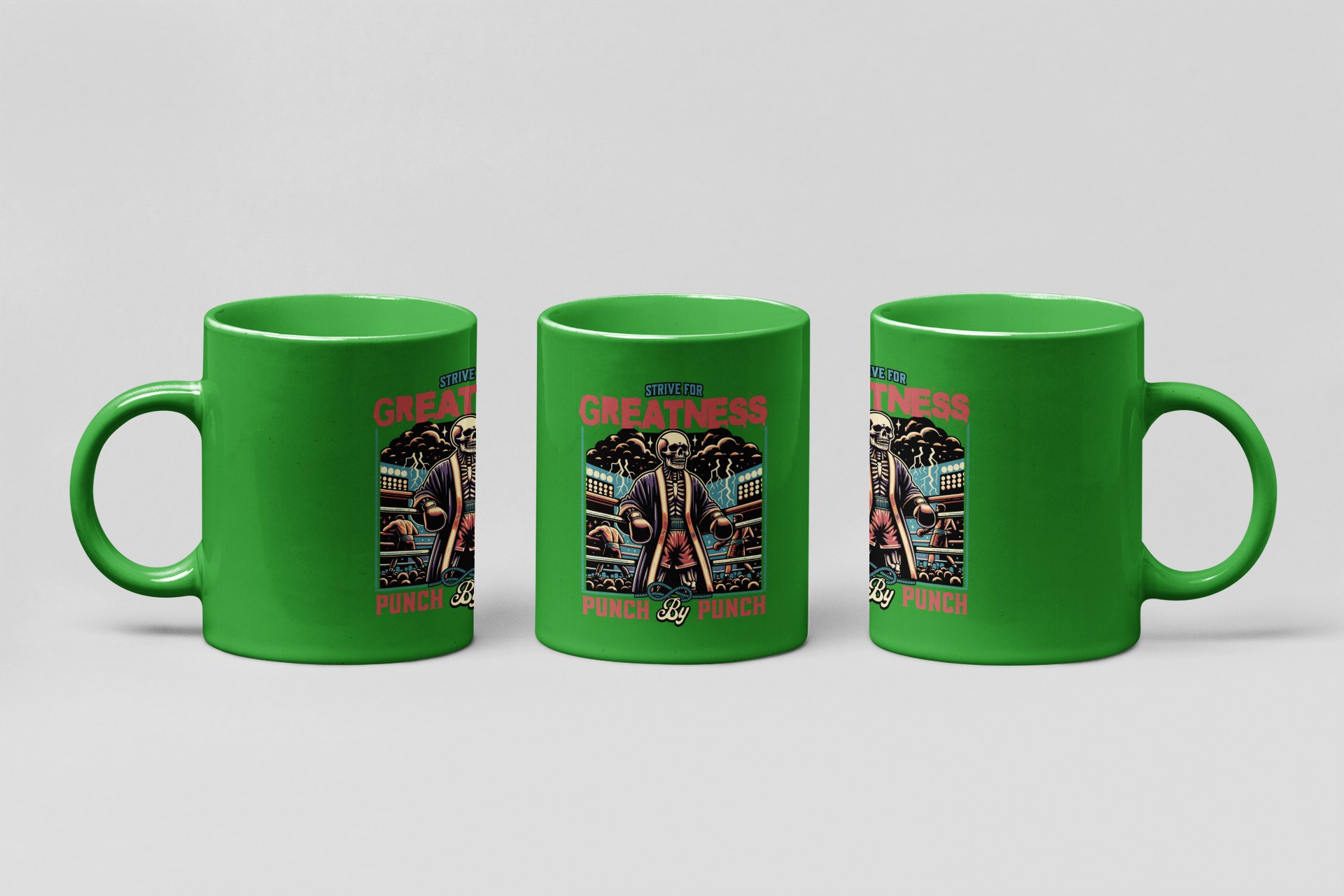 Strive For Greatness boxing mug in forest green