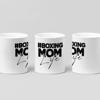 boxing mom life boxing mug in white
