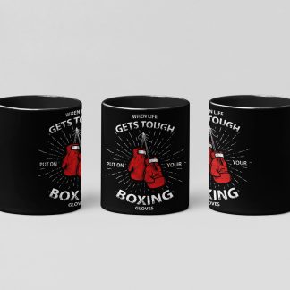 when life gets tough boxing mug in black