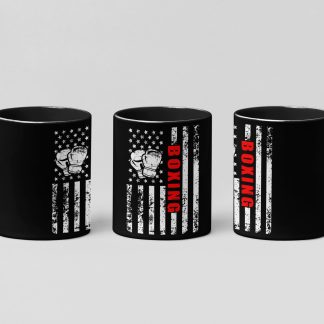 boxing flag stencil boxing mug in black