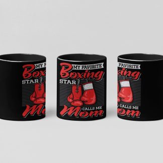 boxing star calls me mom boxing mug in black