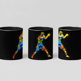 splatter art boxer boxing mug in black