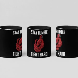 stay humble fight hard boxing mug in black