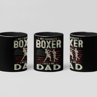 my favorite boxer calls me dad boxing mug in black