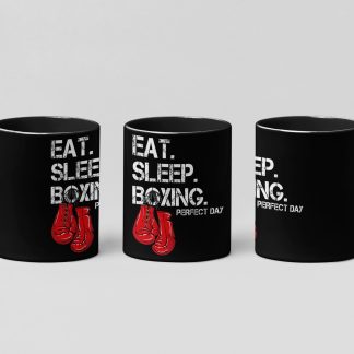 eat sleep boxing boxing mug in black