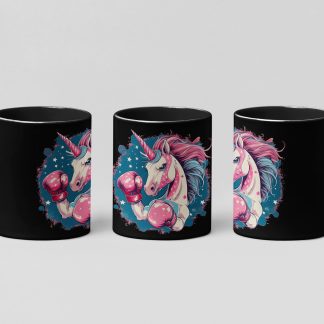 boxing unicorn boxing mug in black
