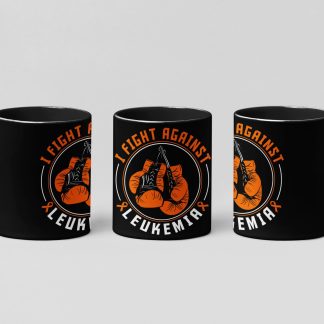 i fight against leukemia boxing mug in black