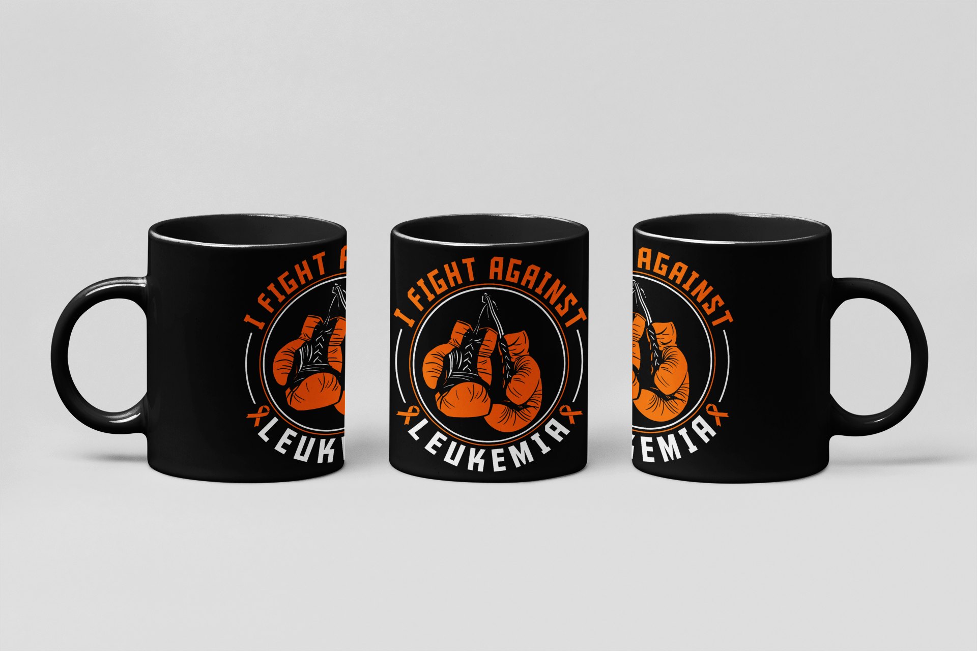 i fight against leukemia boxing mug in black