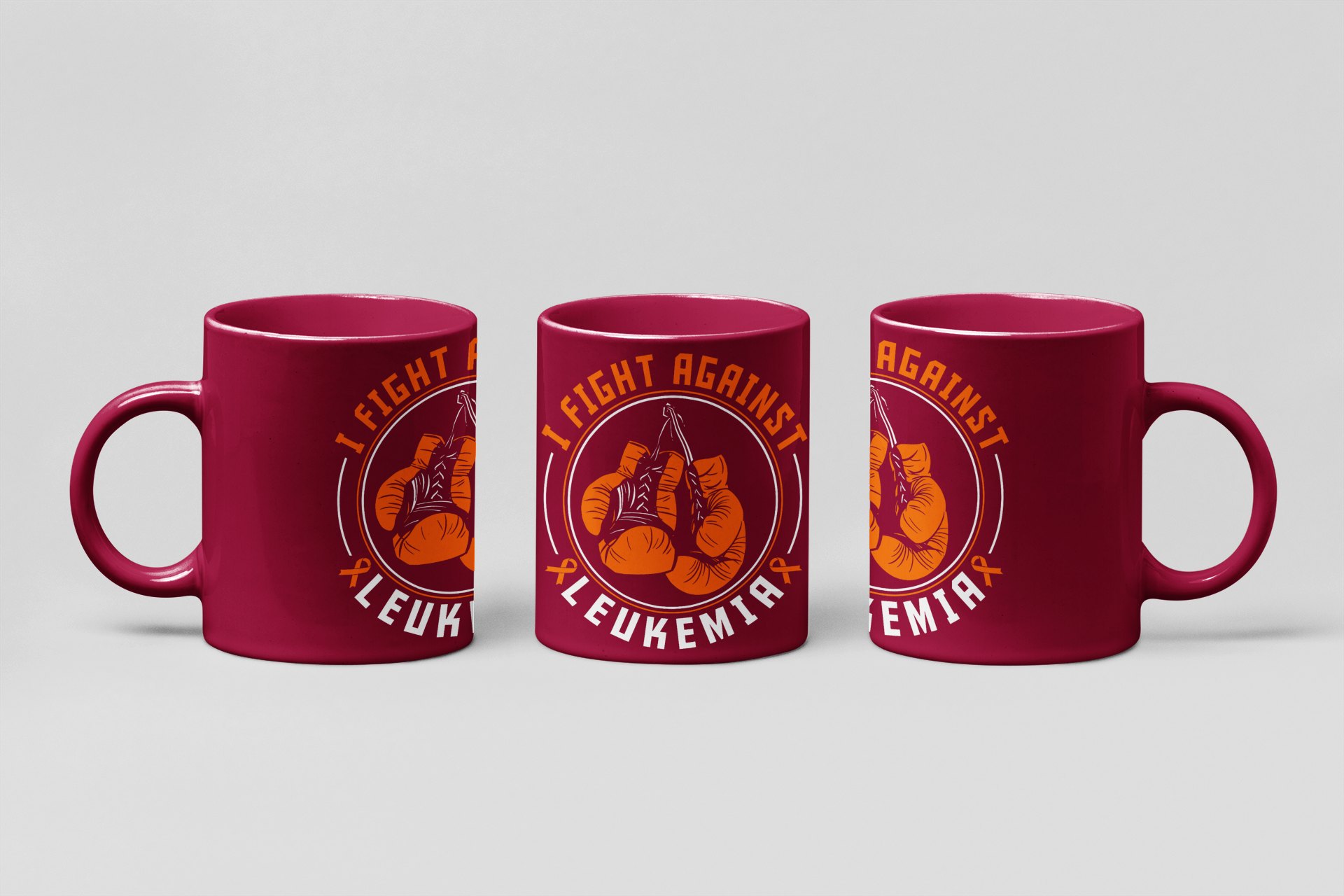i fight against leukemia boxing mug in burgundy