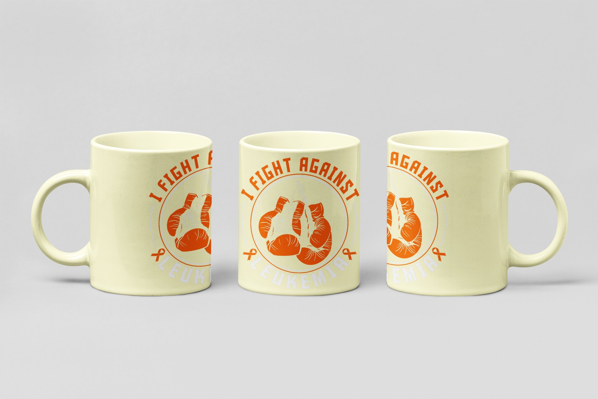 i fight against leukemia boxing mug in cream