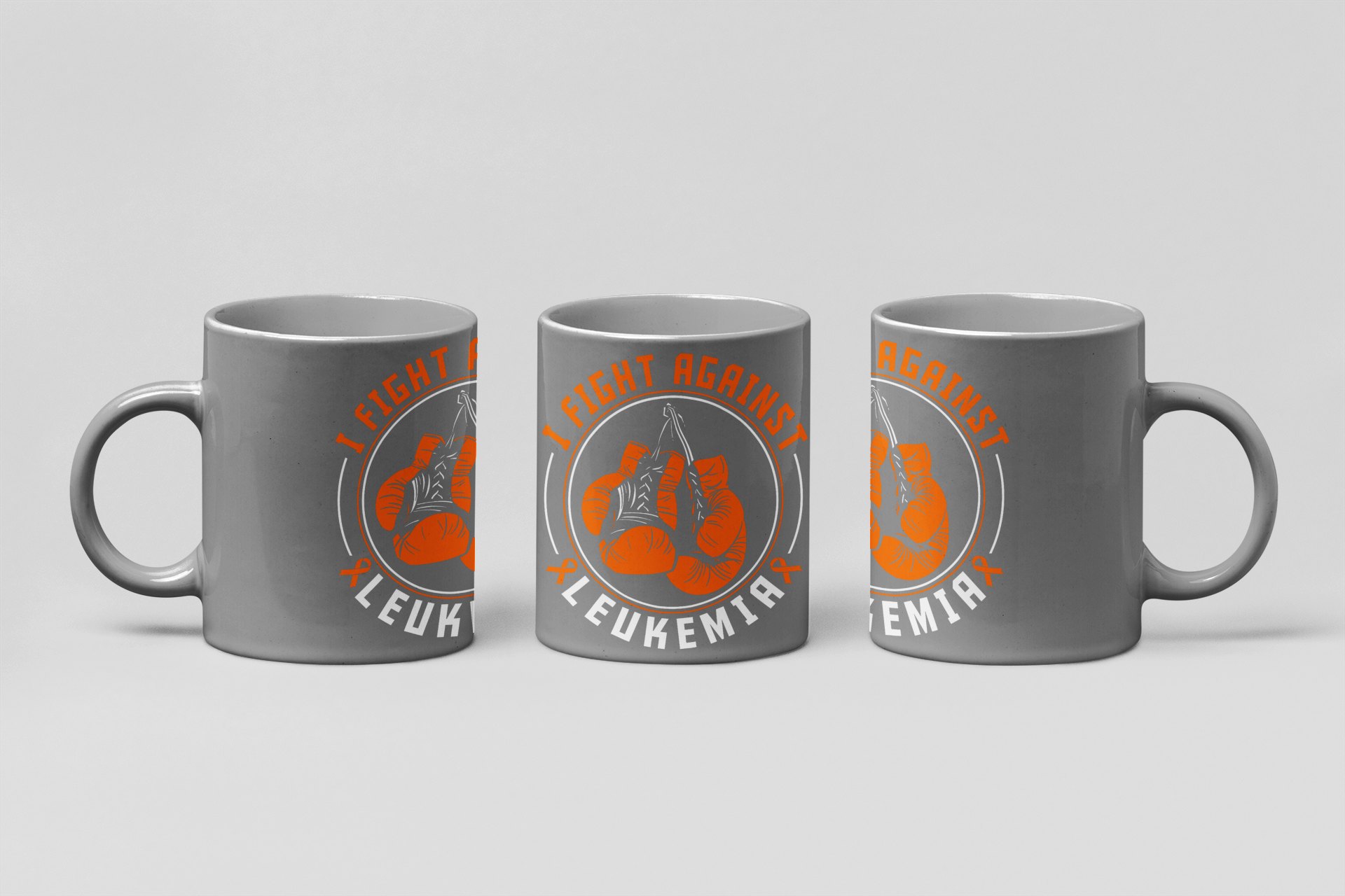 i fight against leukemia boxing mug in grey