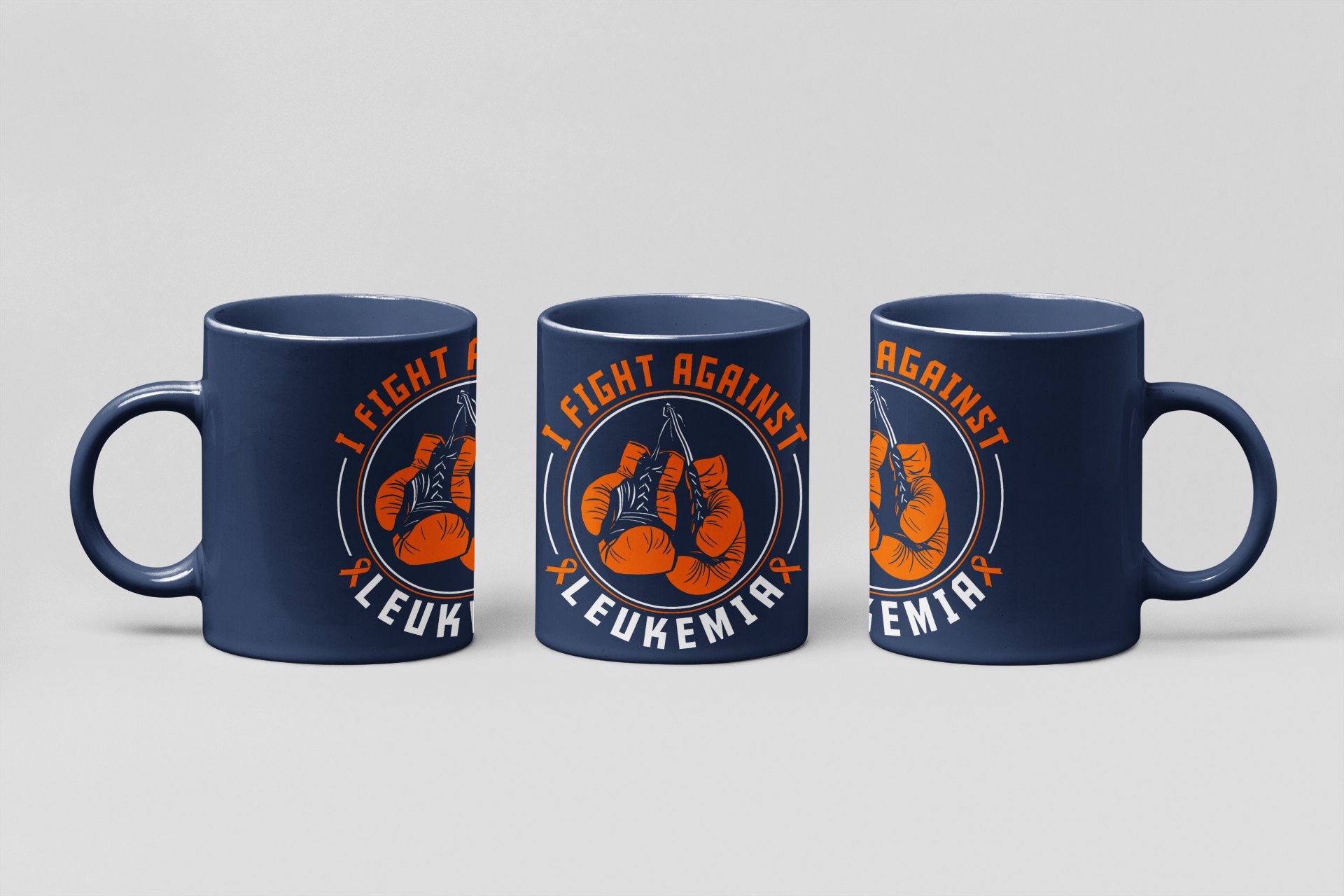 i fight against leukemia boxing mug in navy