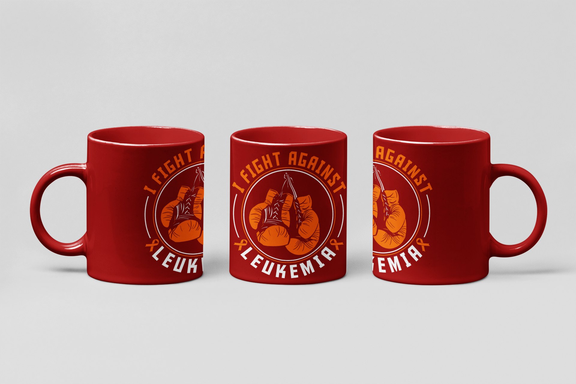 i fight against leukemia boxing mug in red