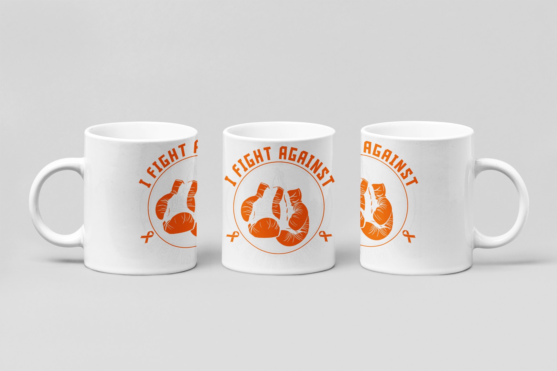 i fight against leukemia boxing mug in white