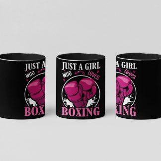 just a girl who loves boxing boxing mug in black