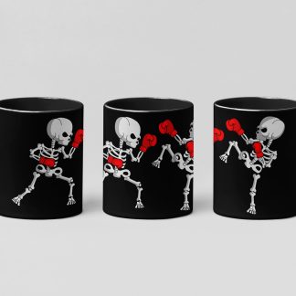 boxing skeletons boxing mug in black