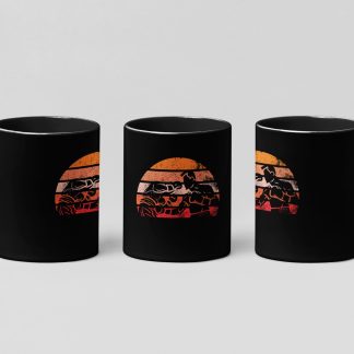 retro sunset boxer boxing mug in black