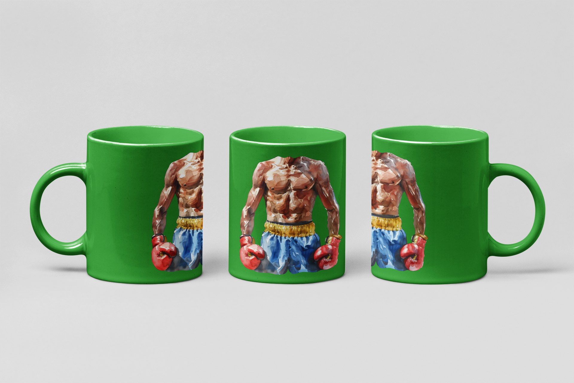 boxer torso watercolour boxing mug in forest green