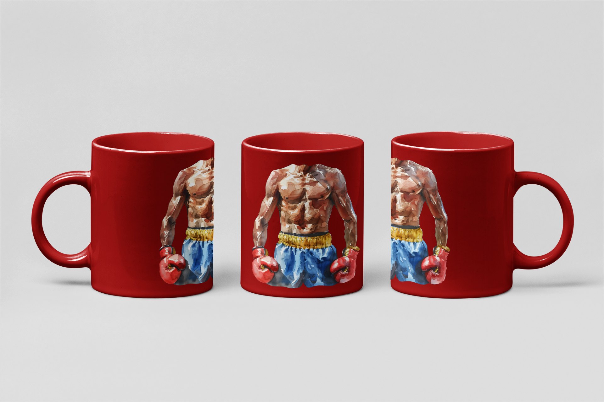 boxer torso watercolour boxing mug in red