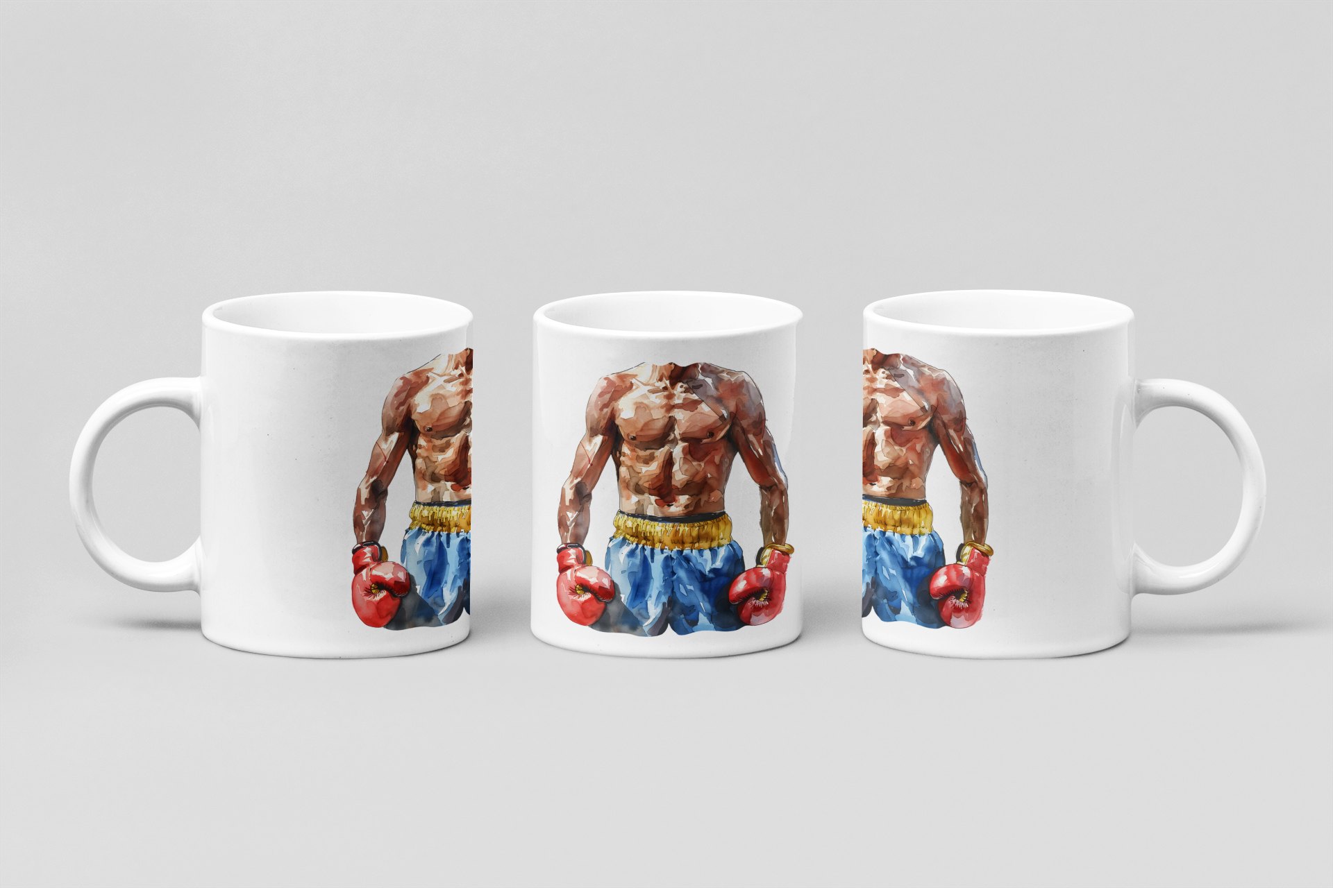 boxer torso watercolour boxing mug in white