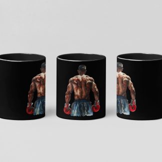boxer back view boxing mug in black