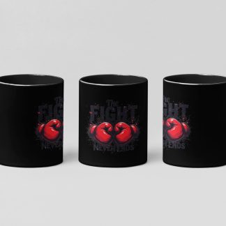 the fight never ends boxing mug in black