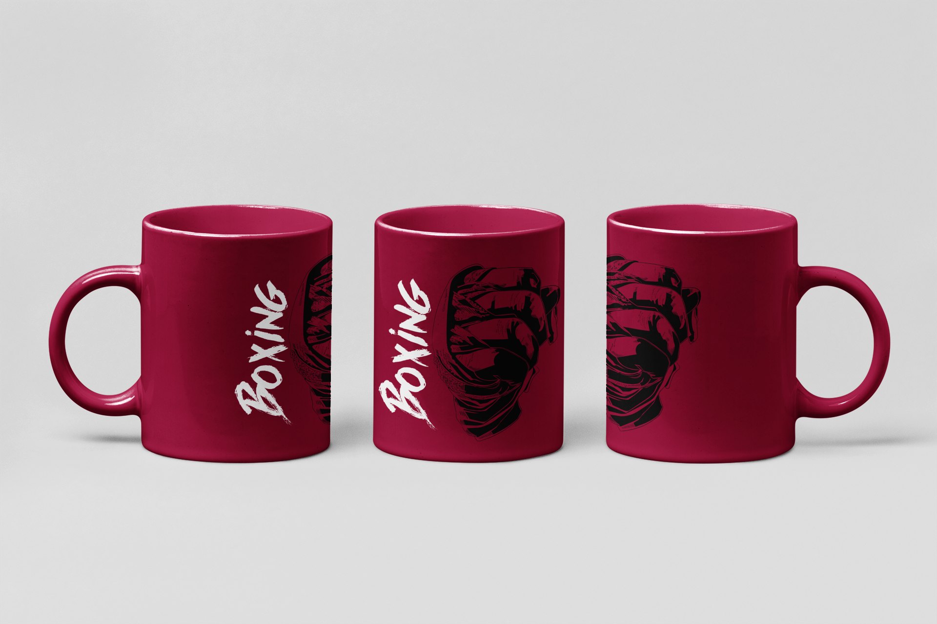 boxing fist boxing mug in burgundy