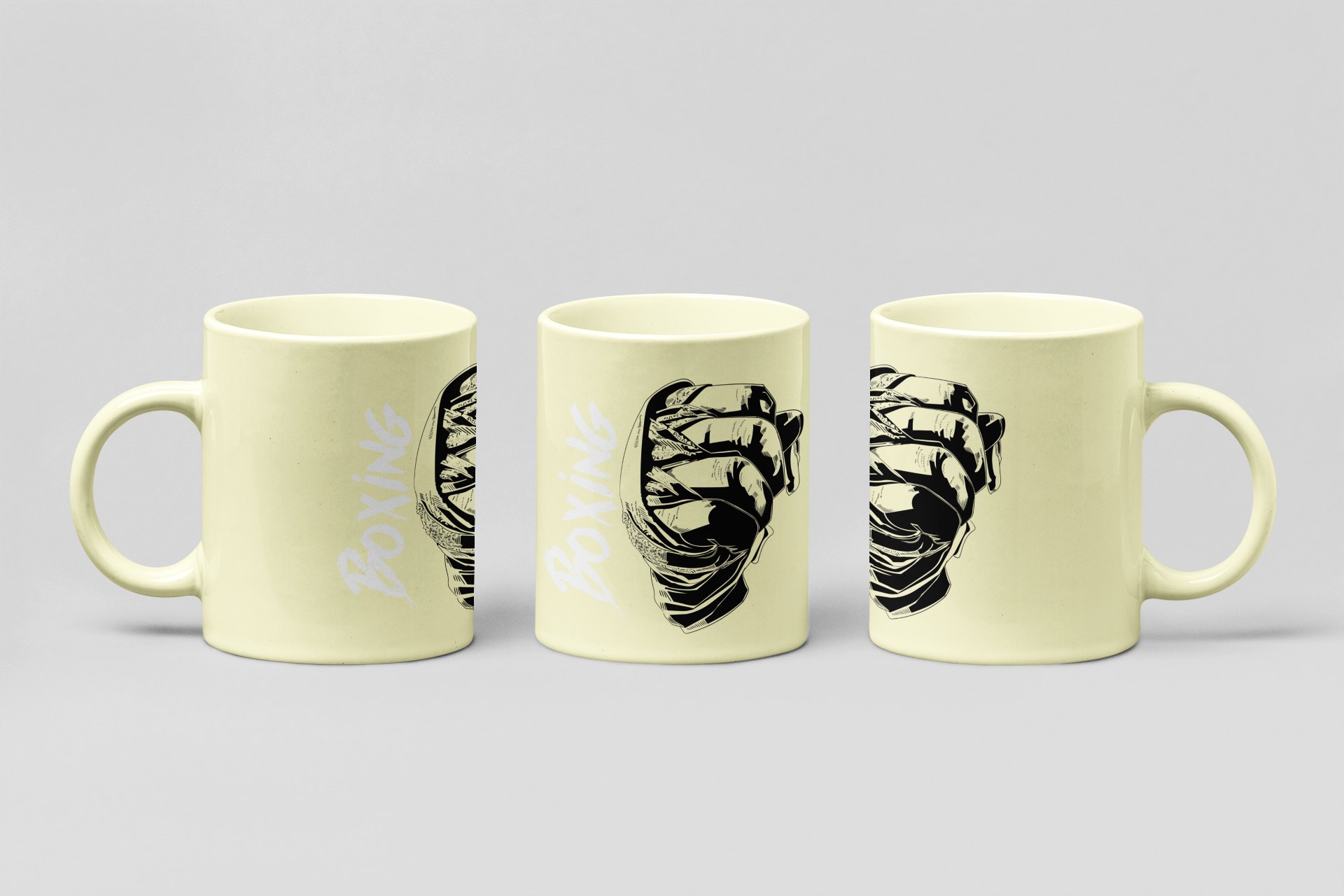 boxing fist boxing mug in cream