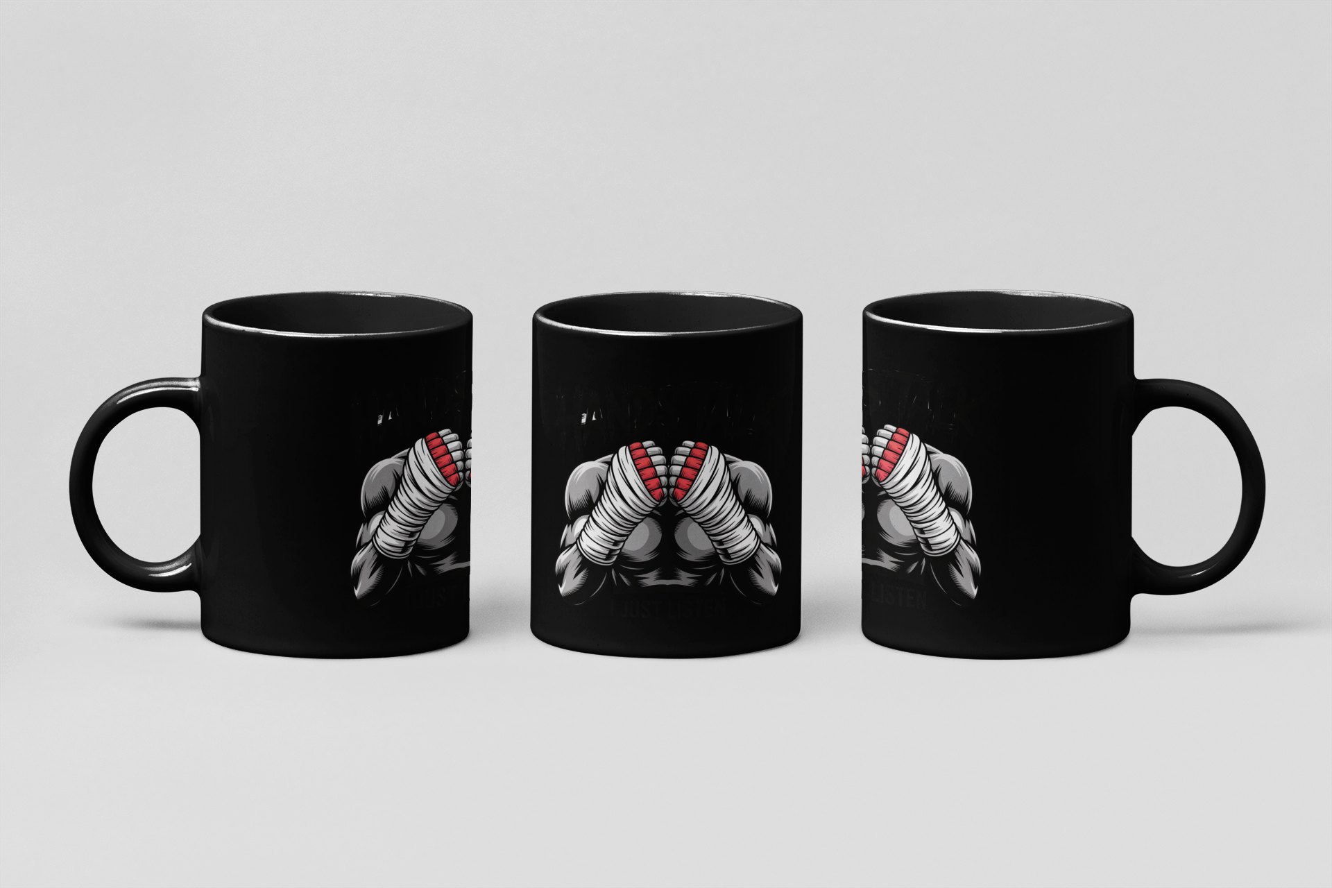 hands talk i just listen boxing mug in black