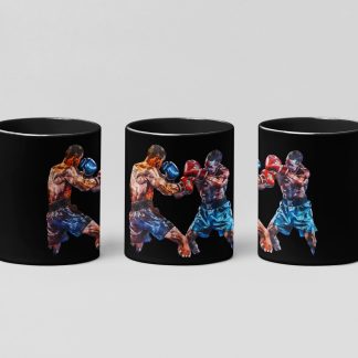 watercolour sparring boxing mug in black