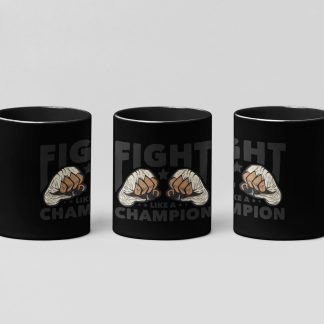 fight like a champion boxing mug in black