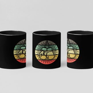 retro sunset gloves boxing mug in black