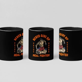 never give up real fighter boxing mug in black