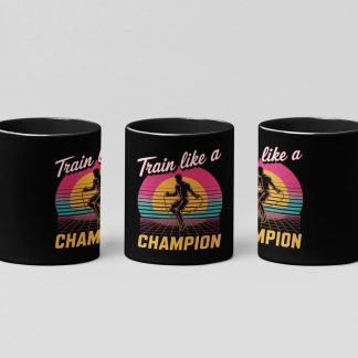 train like a champion boxing mug in black