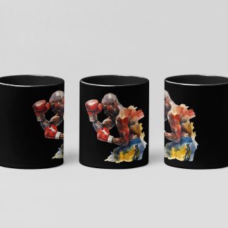painted boxer guard boxing mug in black