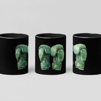 green gloves pair boxing mug in black