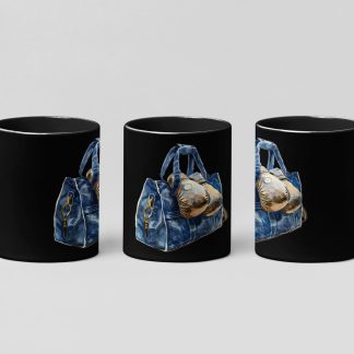 blue gym bag boxing mug in black
