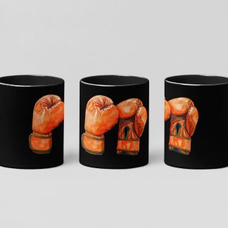 orange gloves pair boxing mug in black