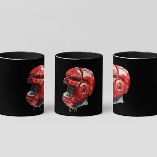 red head guard boxing mug in black