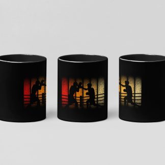 faded sunset boxer boxing mug in black
