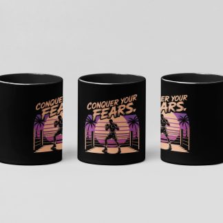 conquer your fears boxing mug in black