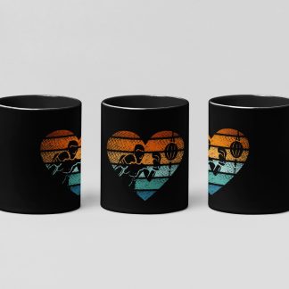 retro boxing heart boxing mug in black