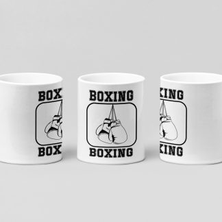 boxing frame gloves boxing mug in white