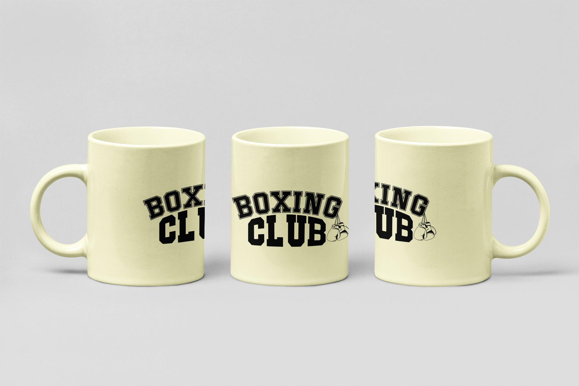 boxing club hanging boxing mug in cream